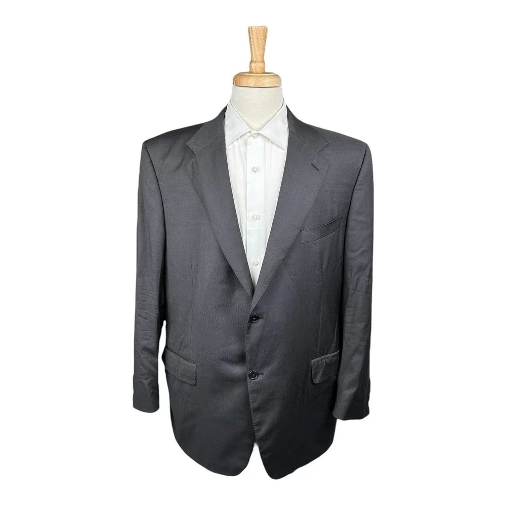Canali 1934 Mens Charcoal Gray Pure Wool Blazer Jacket Italy 50R Big & Tall
